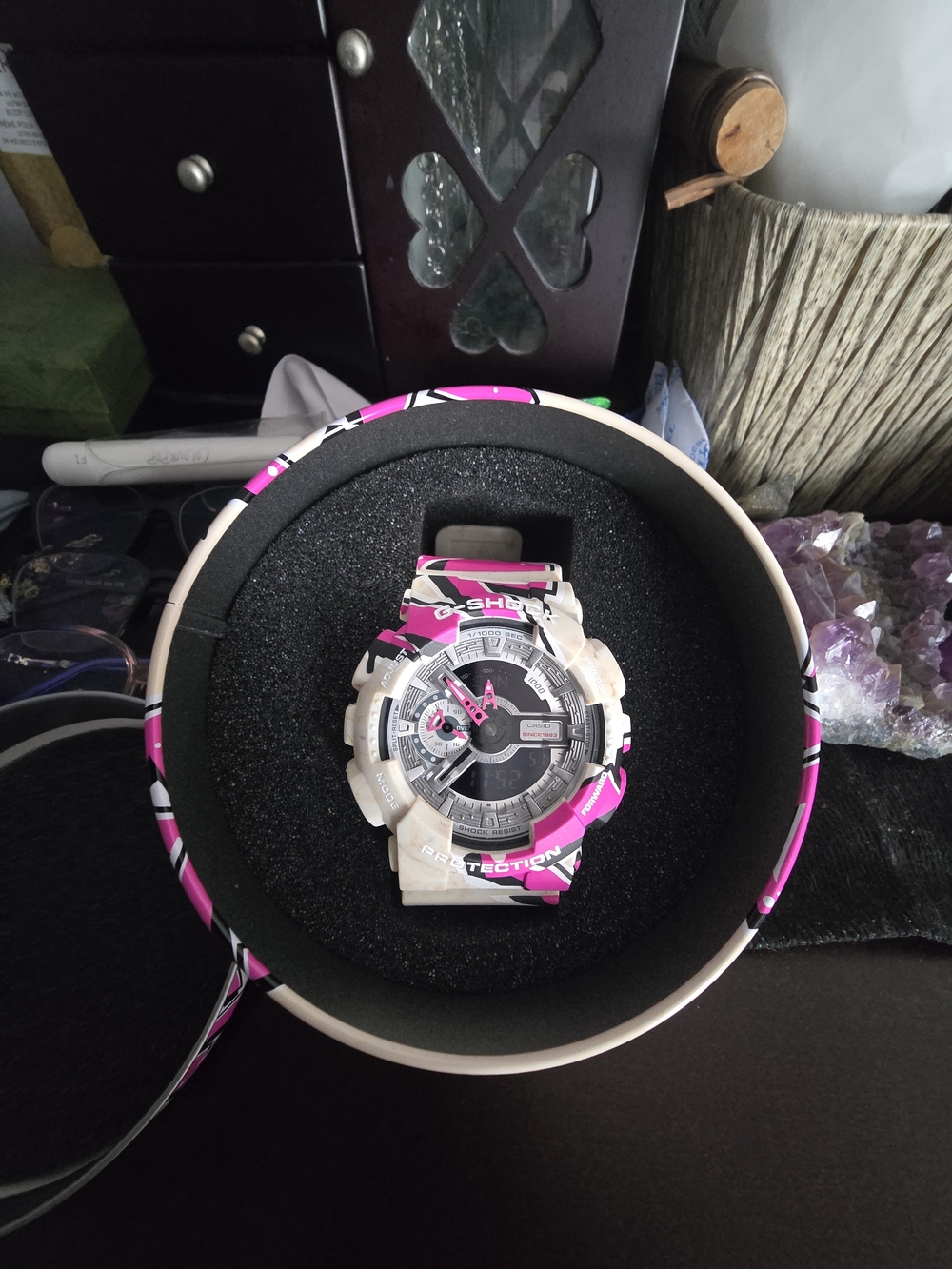 G-Shock Pink White Camo Analog-Digital Watch